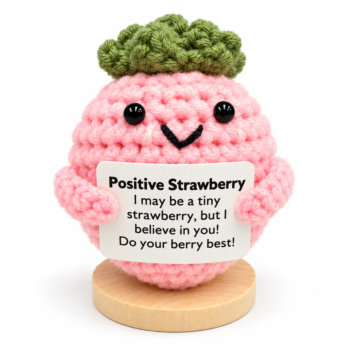 Crochet Pink Strawberry Desk Buddy